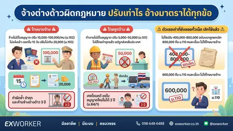 จ้างต่างด้าวผิดกฎหมาย ปรับเท่าไร อ้างมาตราได้ทุกข้อ