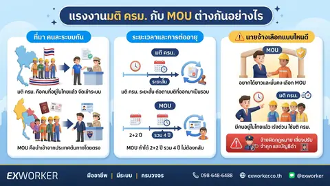 แรงงาน MOU กับกลุ่มมติ ครม. ต่างกันอย่างไร เลือกทางไหนดี