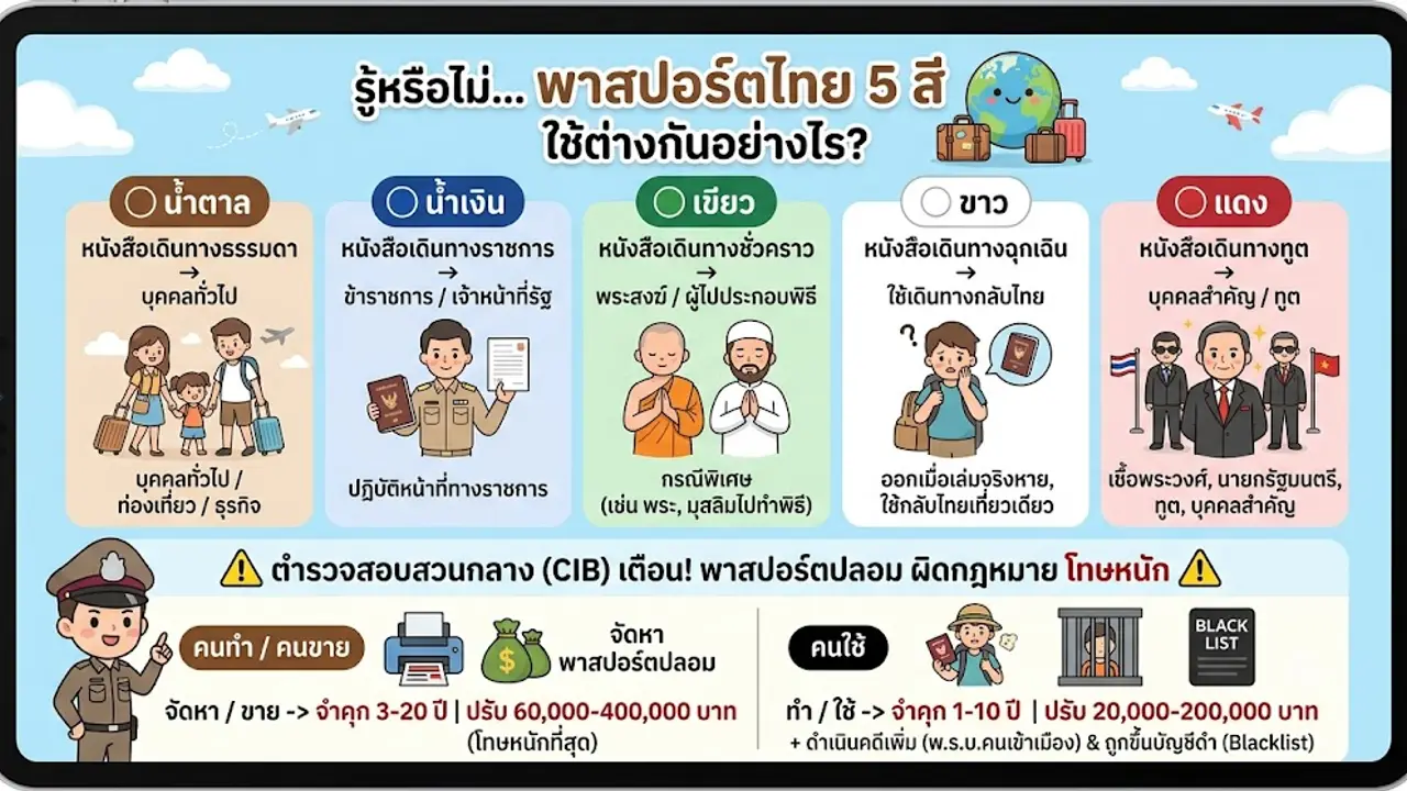 พาสปอร์ตไทย 5 สี: คู่มือความแตกต่างและสิทธิ์การถือ